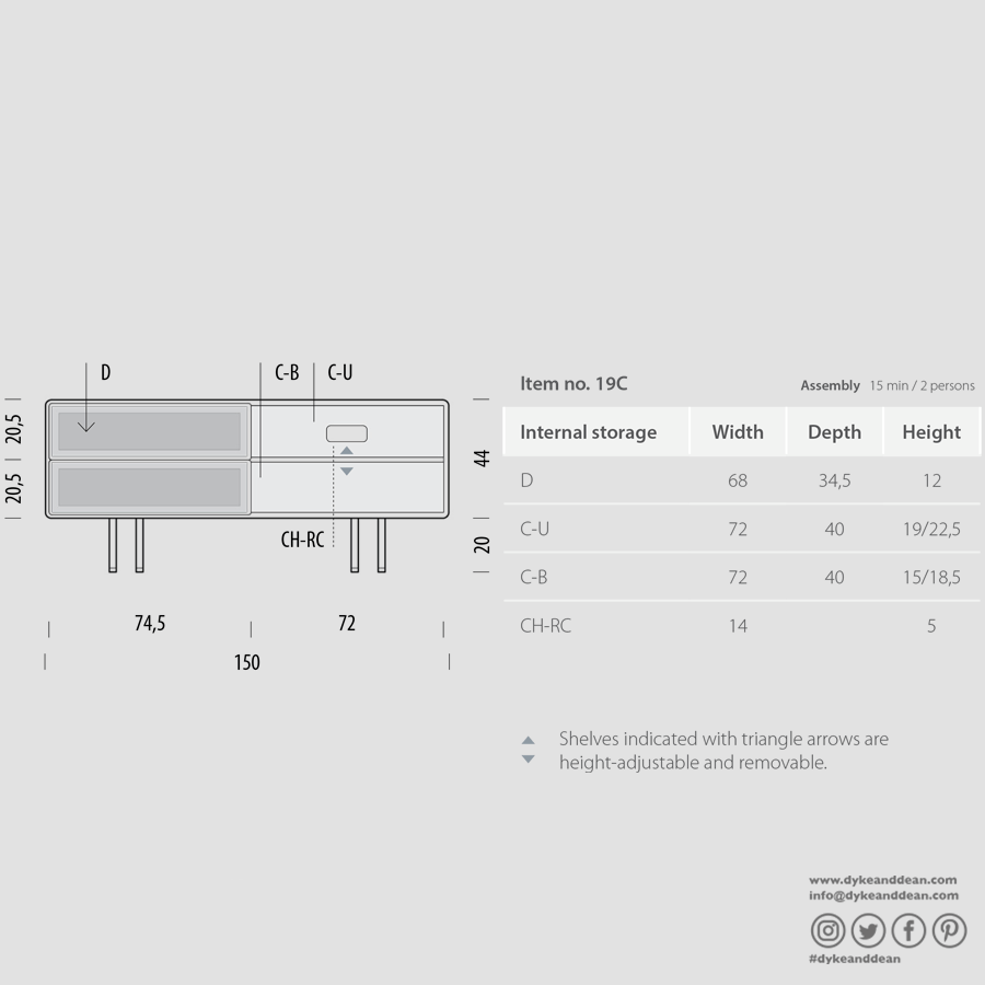 GAZZDA FINA SIDE BOARD BLACK OAK 150 - DYKE & DEAN