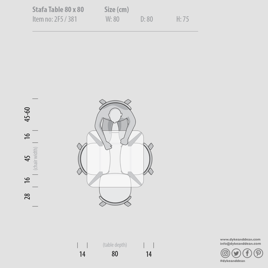 GAZZDA SQUARE STAFA TABLE WHITE OAK 80CM - DYKE & DEAN