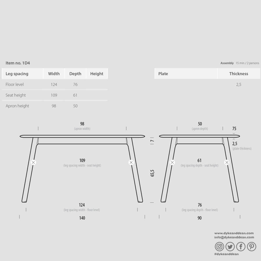 GAZZDA STAFA TABLE NATURAL OAK 140 x 90 - DYKE & DEAN