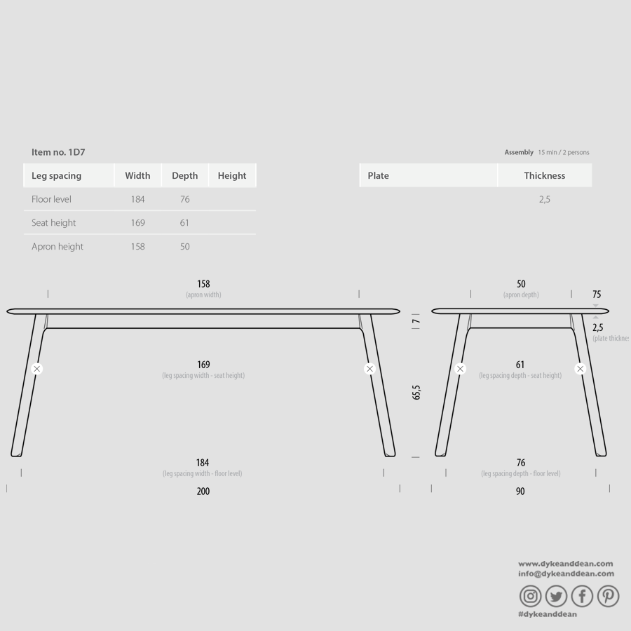 GAZZDA STAFA TABLE NATURAL OAK 200 x 90 - DYKE & DEAN