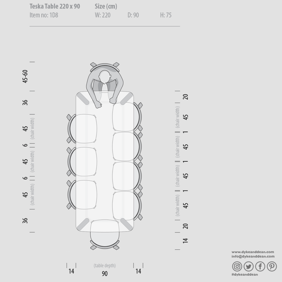 GAZZDA TESKA OAK DINING TABLE 220 X 90 - DYKE & DEAN