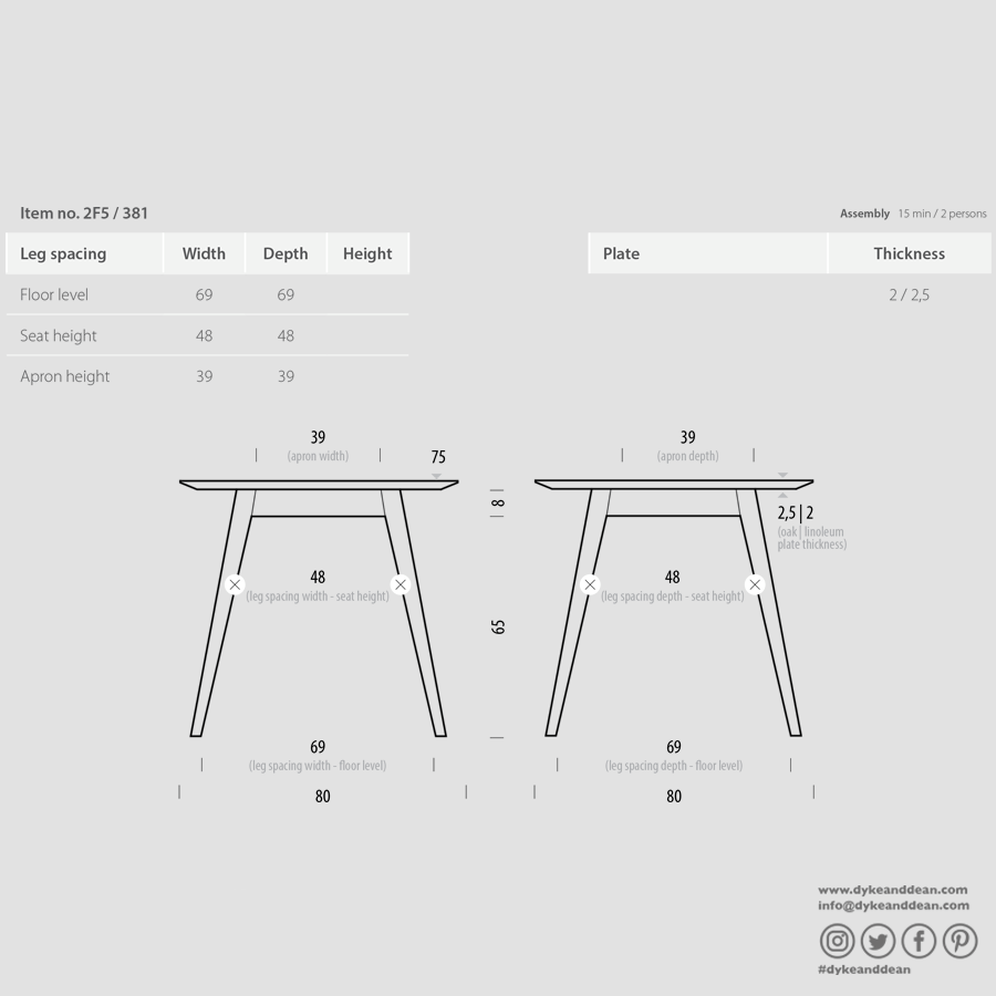GAZZDA TESKA OAK DINING TABLE SQUARE - DYKE & DEAN