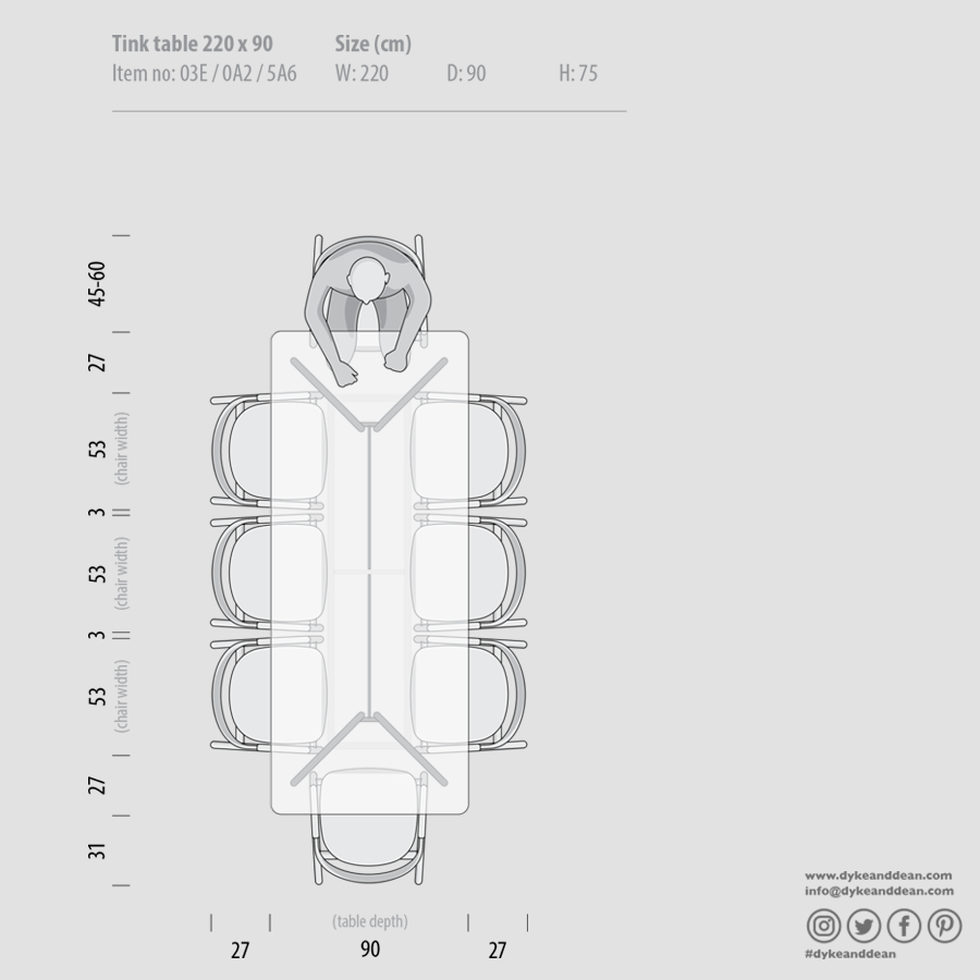 GAZZDA TINK DINING TABLE SMOKED OAK 220 x 90 - DYKE & DEAN