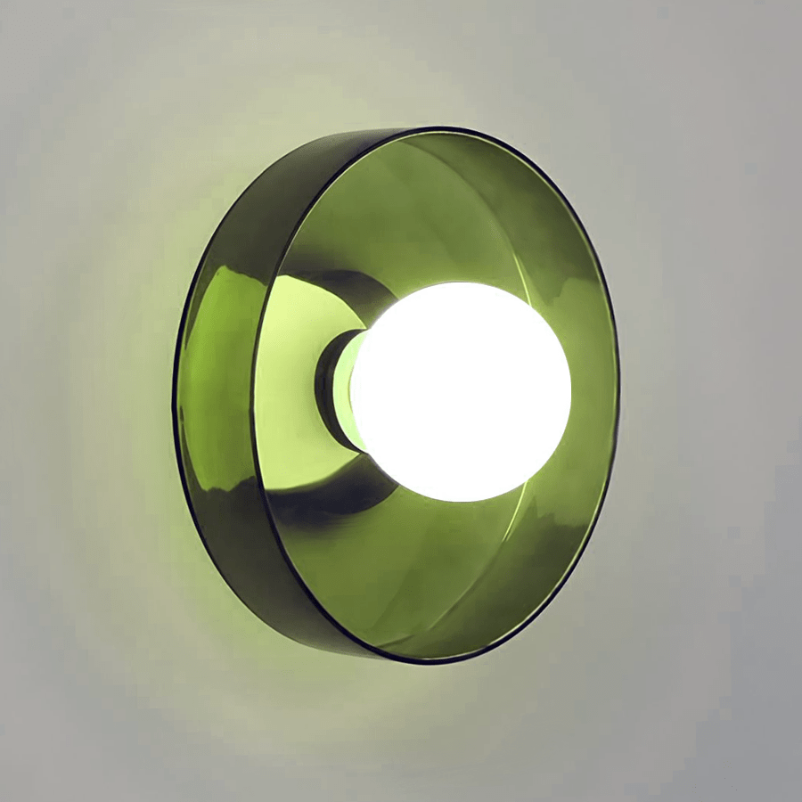 GLASS DISC WALL LIGHT APPLE GREEN 350mm - DYKE & DEAN
