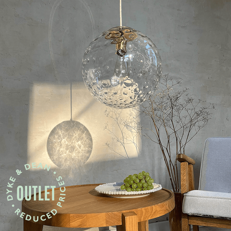 GLOBE CLEAR DIMPLED GLASS LIGHT OUTLET - DYKE & DEAN