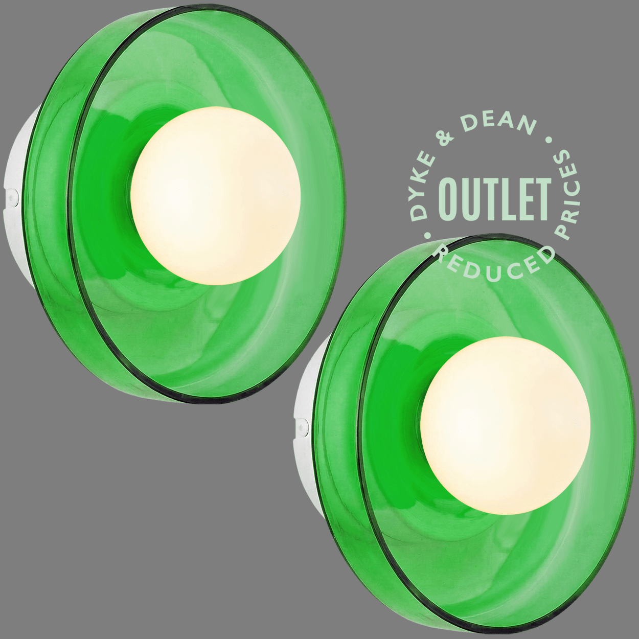 GREEN GLASS SCONCE WALL LIGHT SMALL OUTLET - DYKE & DEAN