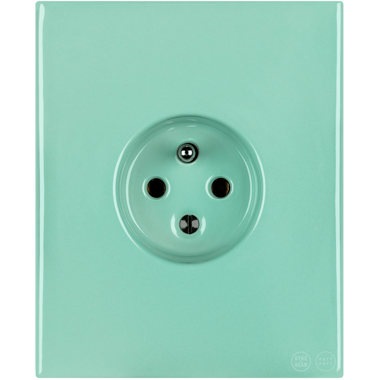 KATY PATY PORCELAIN PLATE 2 PIN EURO WALL SOCKET MINT GREEN - DYKE & DEAN