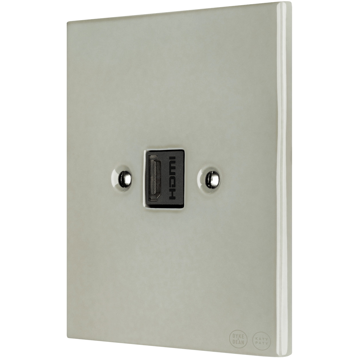 KATY PATY PORCELAIN PLATE HDMI WALL SOCKET GREY GREEN - DYKE & DEAN