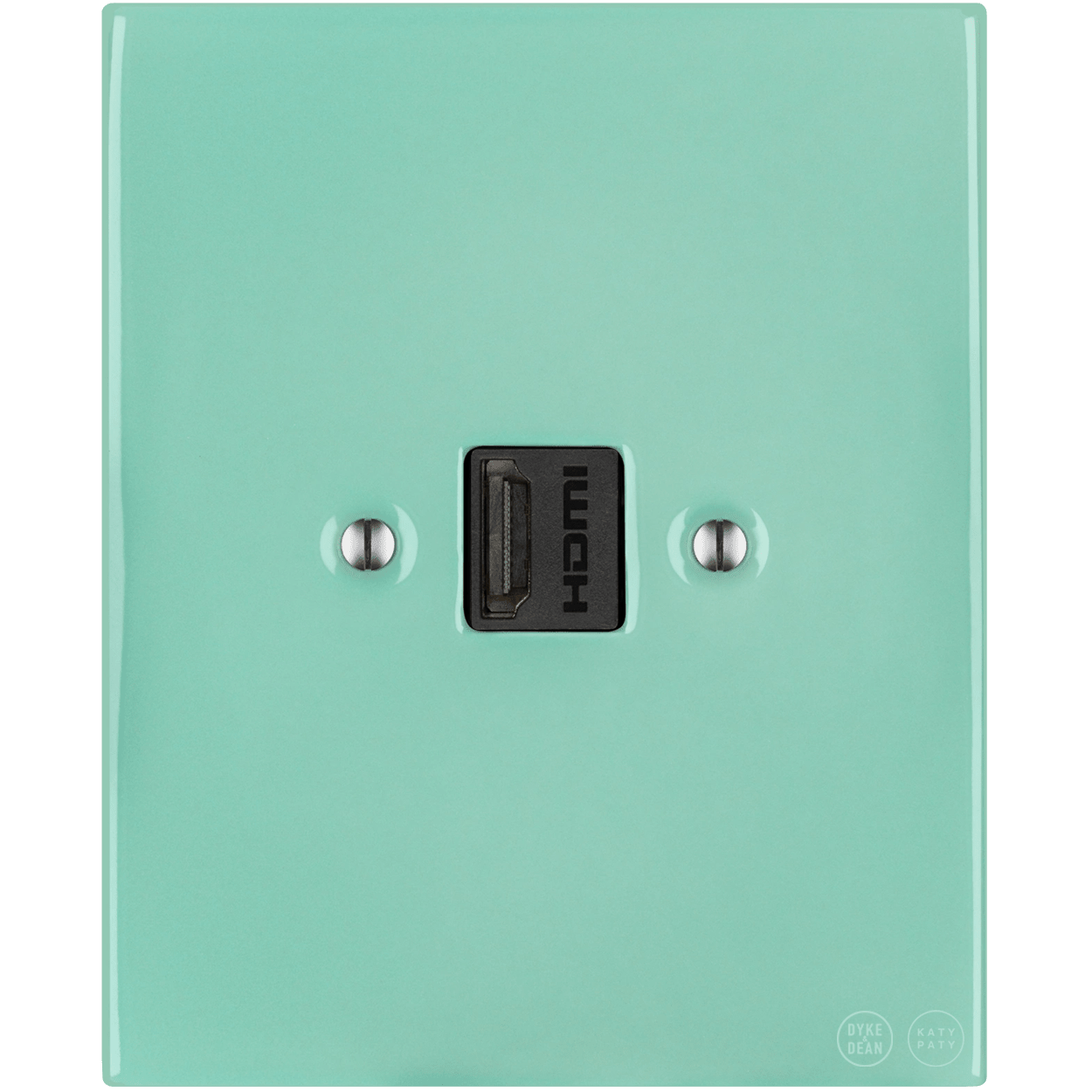 KATY PATY PORCELAIN PLATE HDMI WALL SOCKET MINT GREEN - DYKE & DEAN
