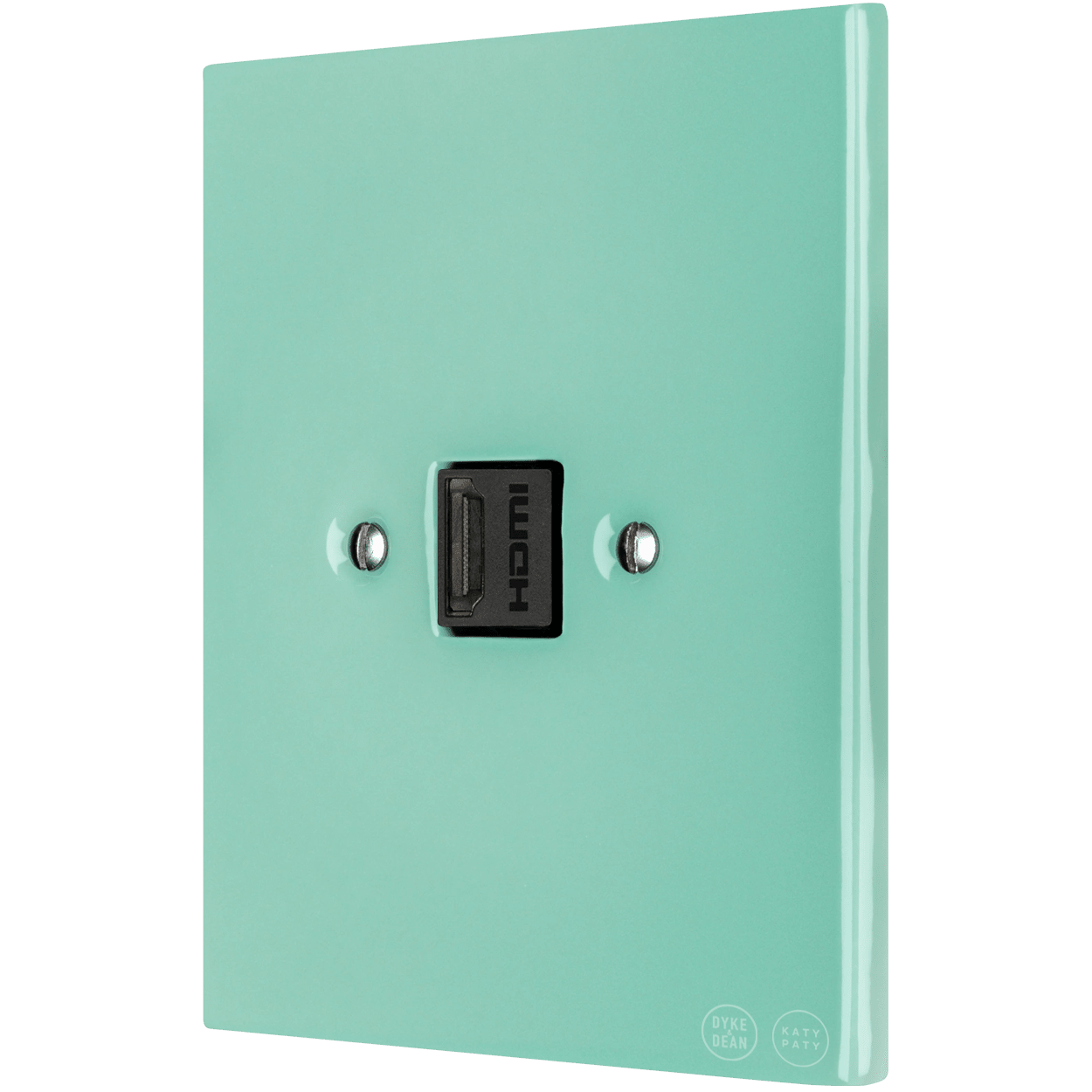 KATY PATY PORCELAIN PLATE HDMI WALL SOCKET MINT GREEN - DYKE & DEAN