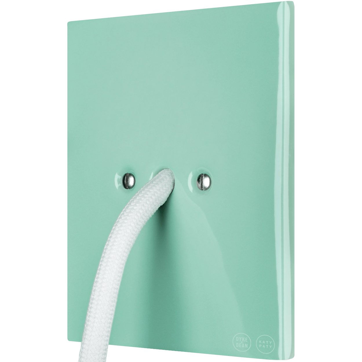 KATY PATY PORCELAIN PLATE WALL CABLE GLAND SOCKET MINT GREEN - DYKE & DEAN