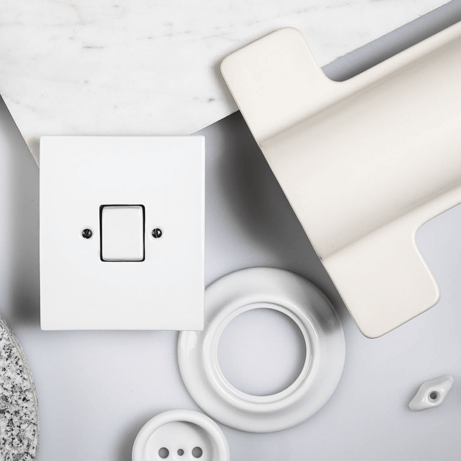 KATY PATY PORCELAIN PLATE WALL LIGHT SWITCH CARROT ROTARY - DYKE & DEAN