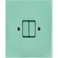 KATY PATY PORCELAIN PLATE WALL LIGHT SWITCH DOUBLE MINT GREEN - DYKE & DEAN