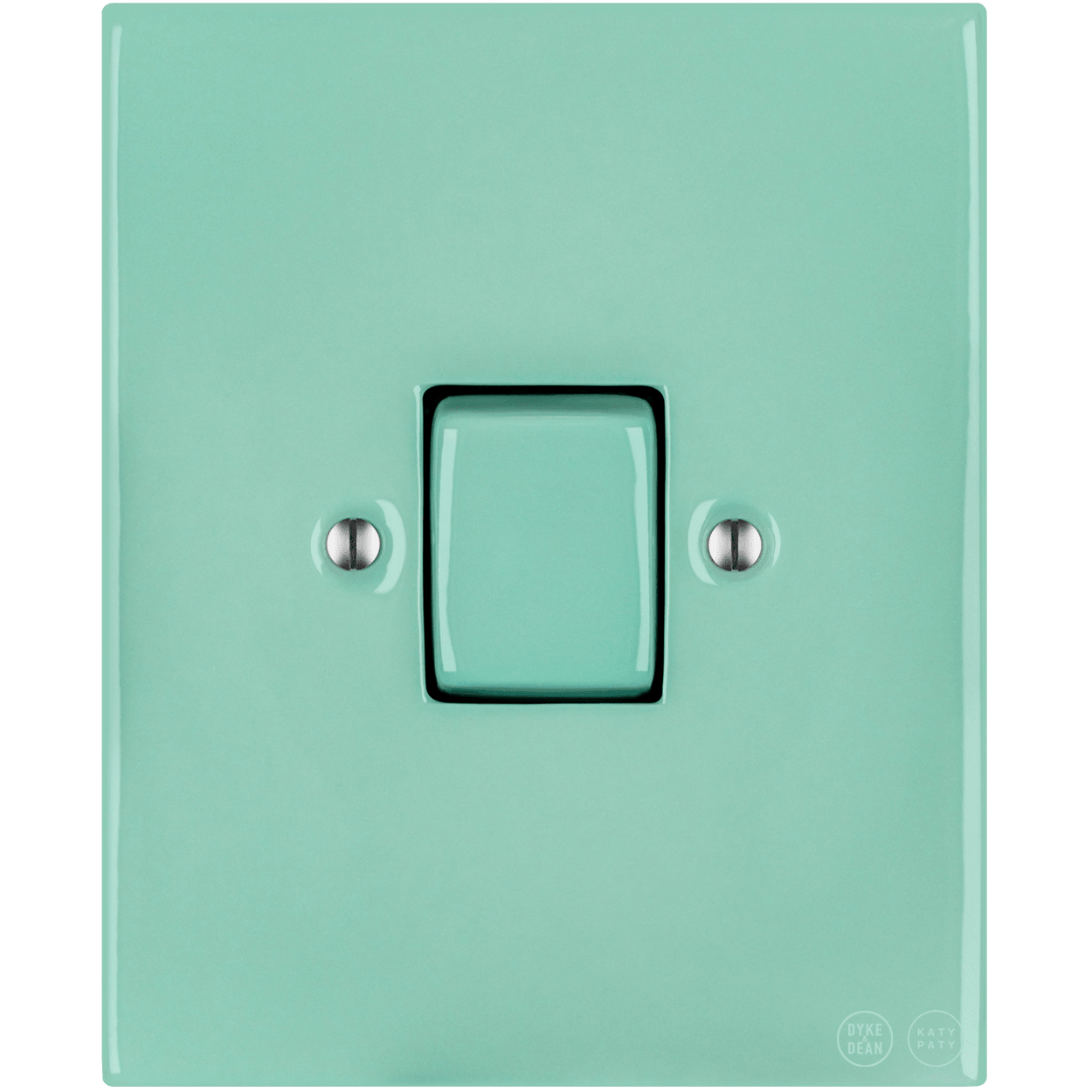 KATY PATY PORCELAIN PLATE WALL LIGHT SWITCH FAT BUTTON MINT GREEN - DYKE & DEAN