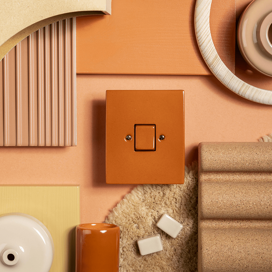 KATY PATY PORCELAIN PLATE WALL LIGHT SWITCH MINT GREEN ROTARY - DYKE & DEAN