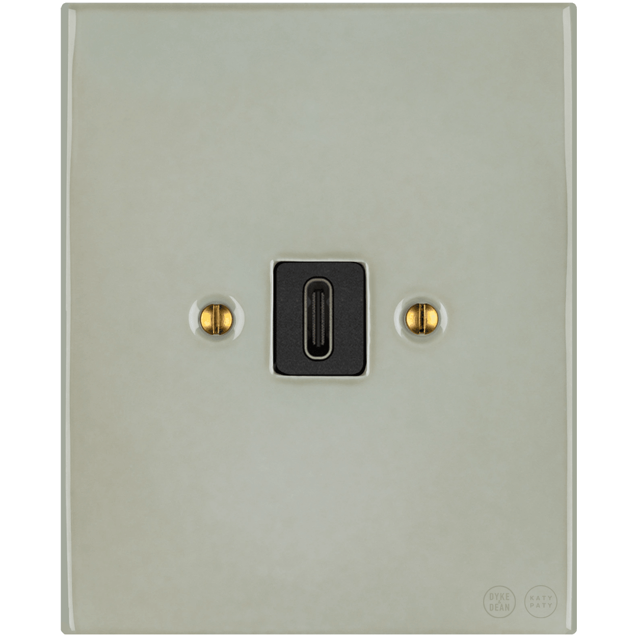 KATY PATY PORCELAIN PLATE WALL SOCKET GREY GREEN USB - C - DYKE & DEAN