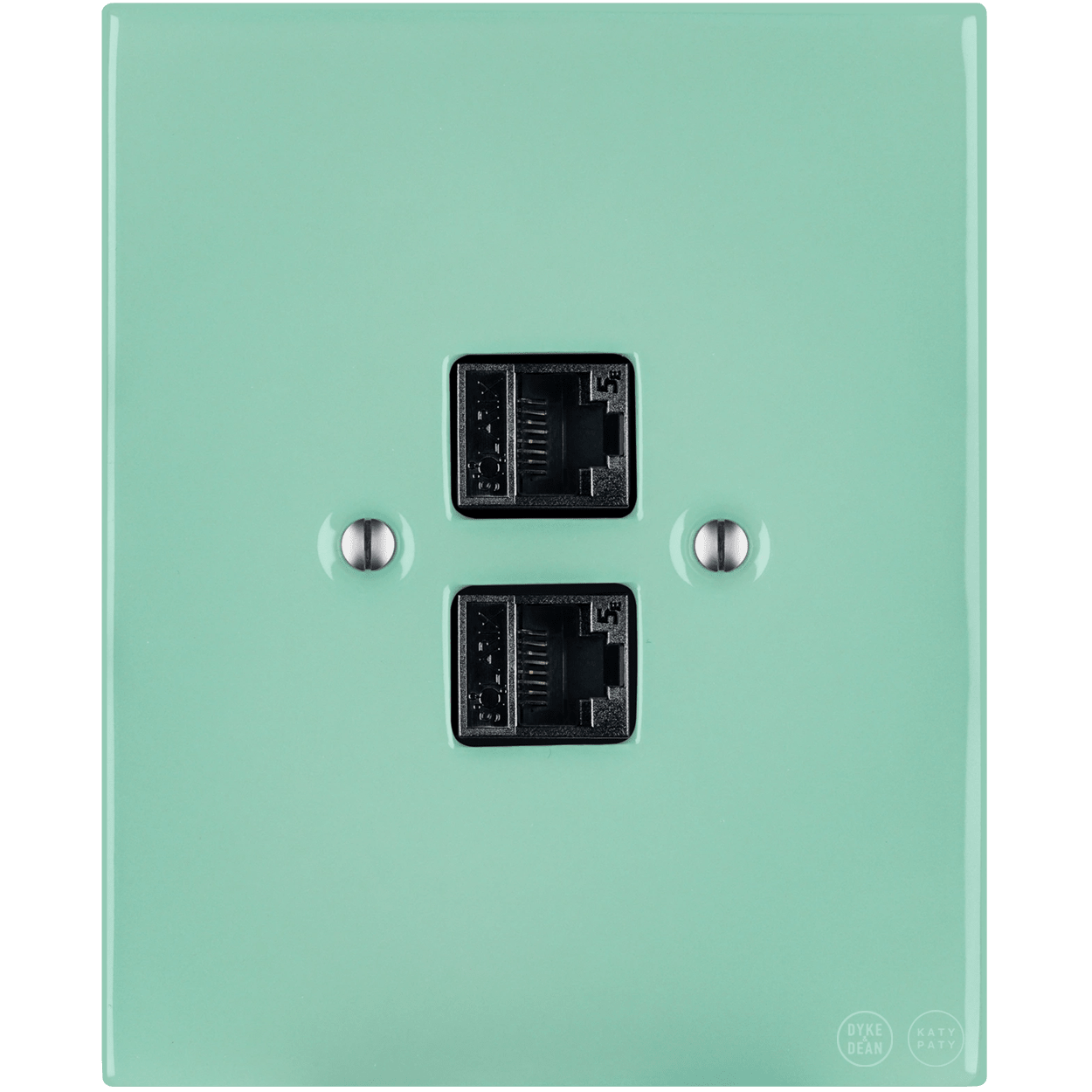 KATY PATY PORCELAIN PLATE WALL SOCKET MINT GREEN DOUBLE PC/USB - DYKE & DEAN