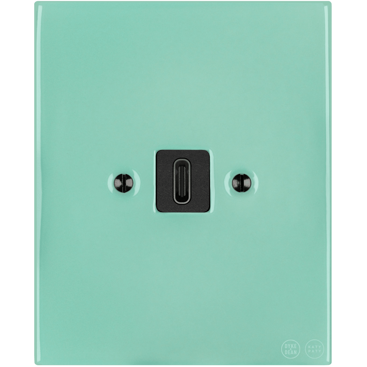 KATY PATY PORCELAIN PLATE WALL SOCKET MINT GREEN USB - C - DYKE & DEAN