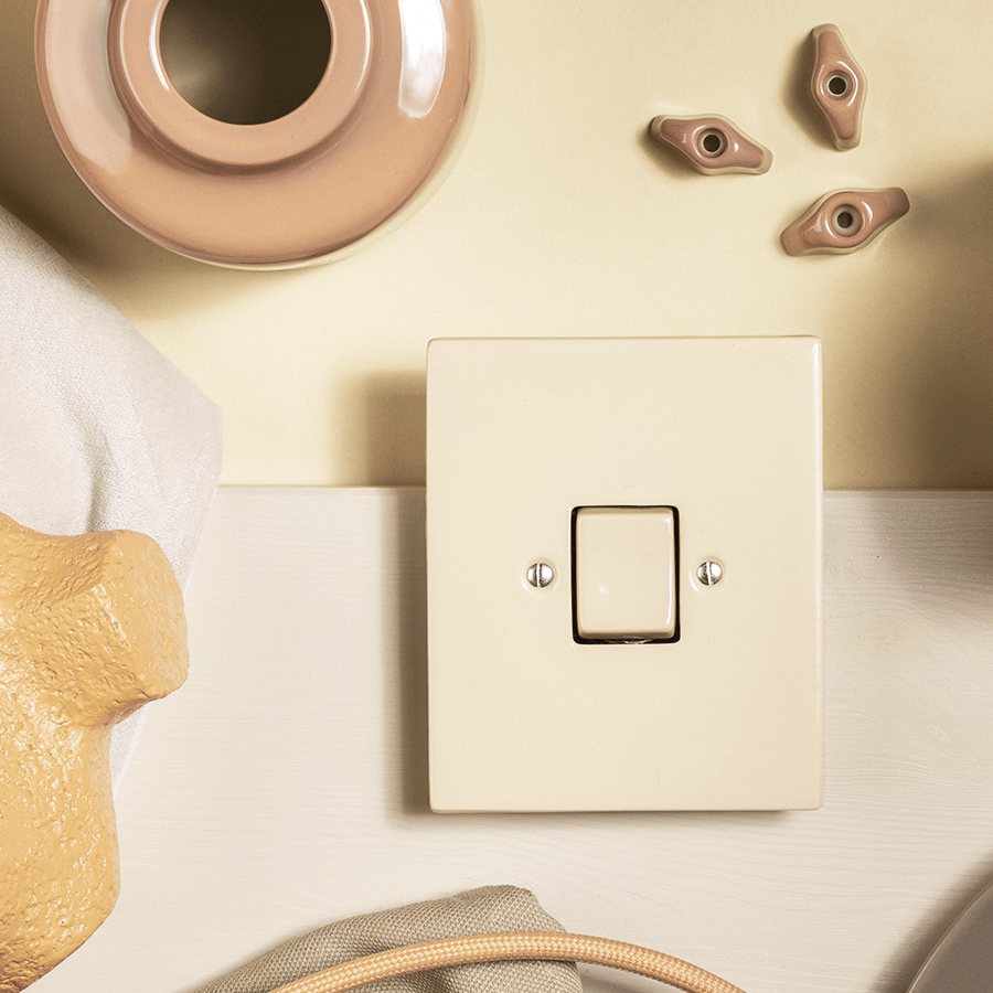KATY PATY PORCELAIN PLATE WALL SPEAKER SOCKET GREY GREEN - DYKE & DEAN