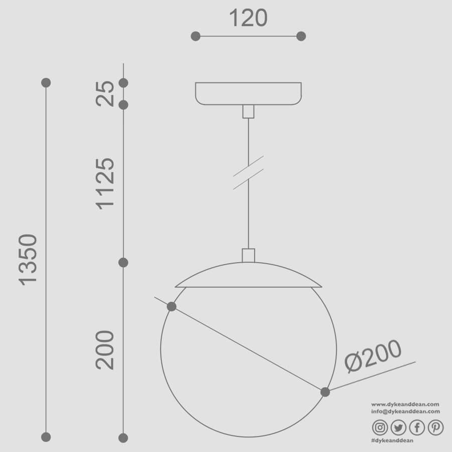 KUUL G WATERPROOF CEILING PENDANT GLOBE LIGHT BURGUNDY - DYKE & DEAN