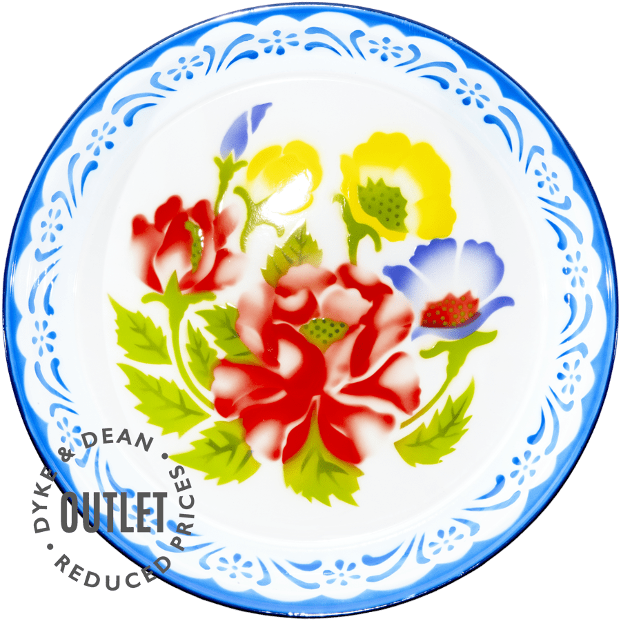 LARGE FLOWER ENAMEL TRAY BLUE OUTLET - DYKE & DEAN