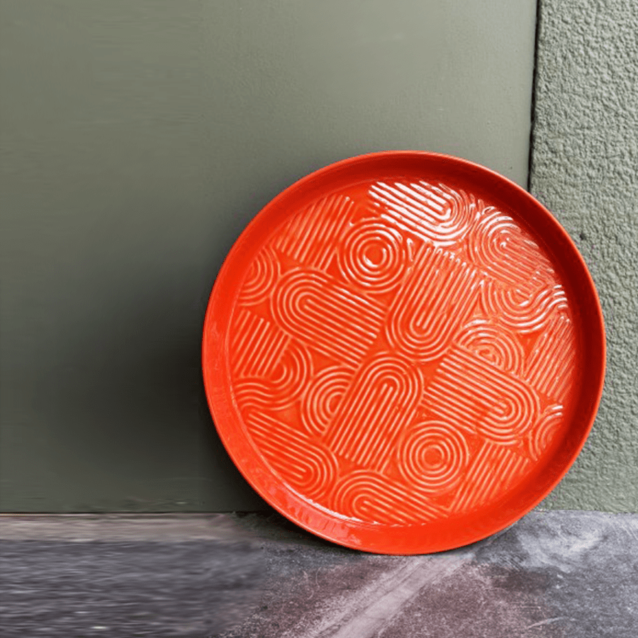 LUX PLATEAU TRAY LARGE ORANGE 450mm - DYKE & DEAN