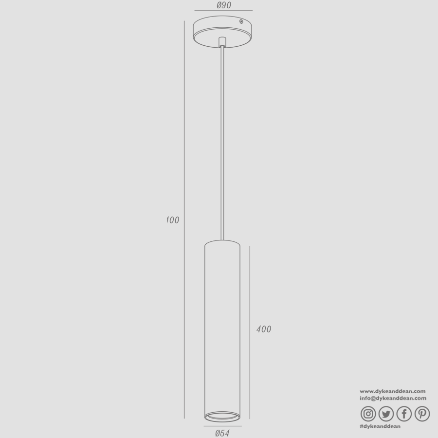 METAL TUBE BATON PENDANT LIGHT LONG BRASS TUBE PENDANT - DYKE & DEAN