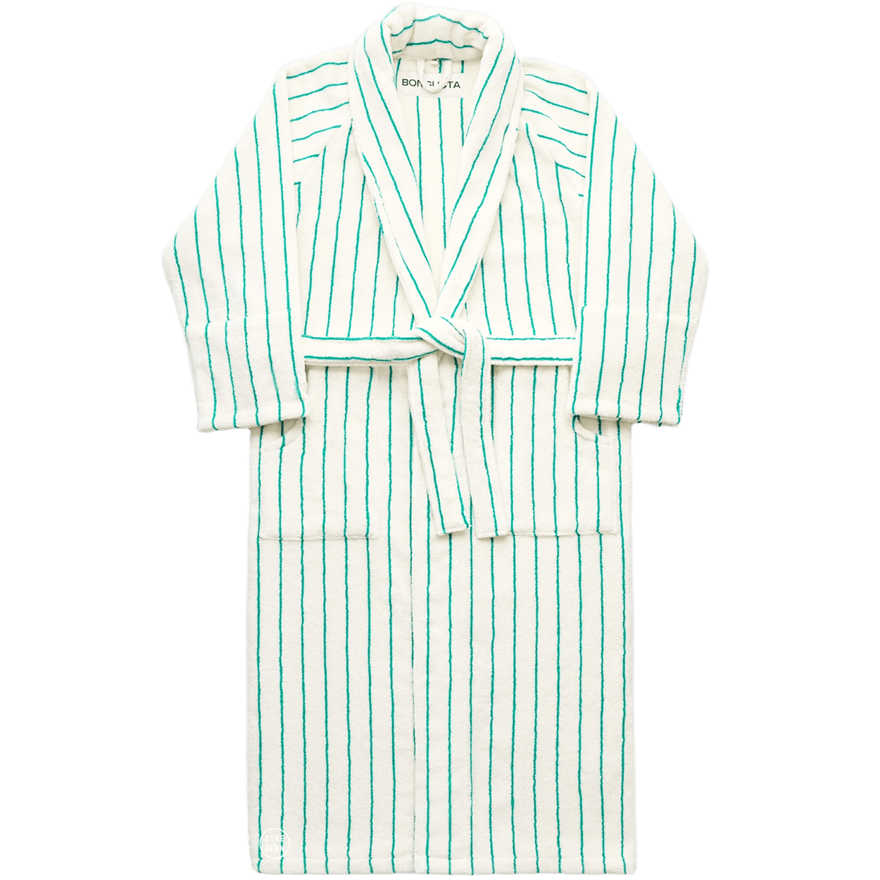 NARAM BATH ROBE PURE WHITE & GRASS - DYKE & DEAN