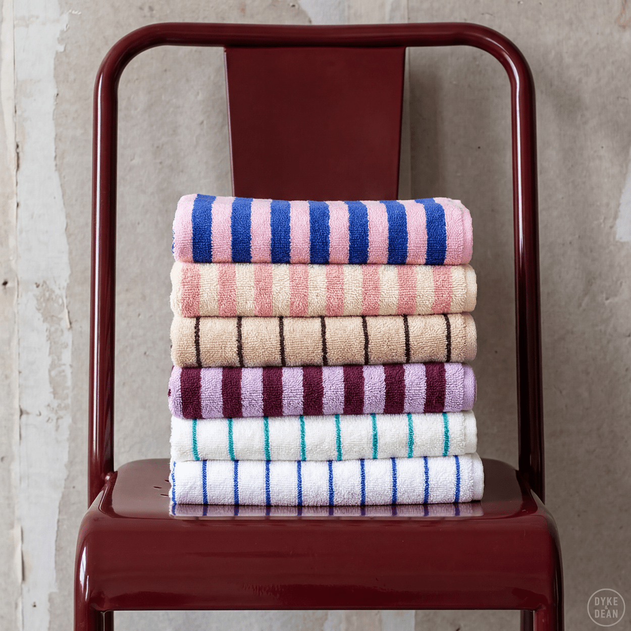 NARAM BATH TOWELS WINE & LAVENDER BLUE - DYKE & DEAN