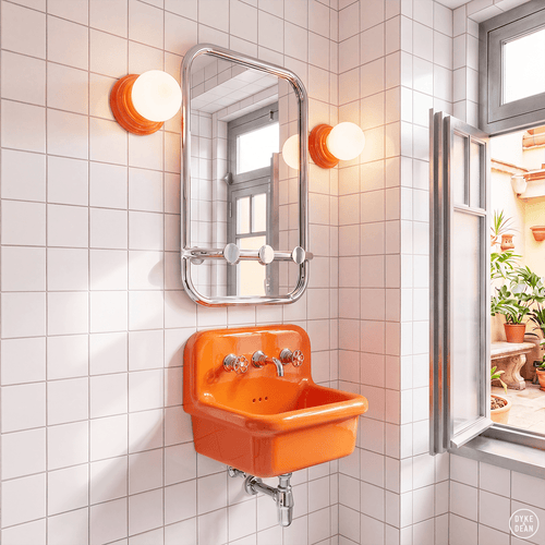 ORANGE CERAMIC SCONCE WATERPROOF OPAL GLOBE WALL LIGHT - DYKE & DEAN