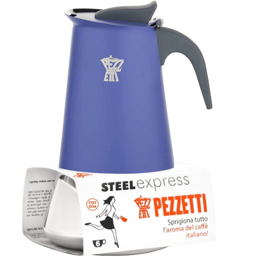 PEZZETTI 4 CUP COFFEE MAKER INDUCTION HOB INDIGO BLUE - DYKE & DEAN