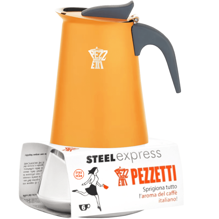 PEZZETTI 4 CUP COFFEE MAKER INDUCTION HOB ORANGE - DYKE & DEAN