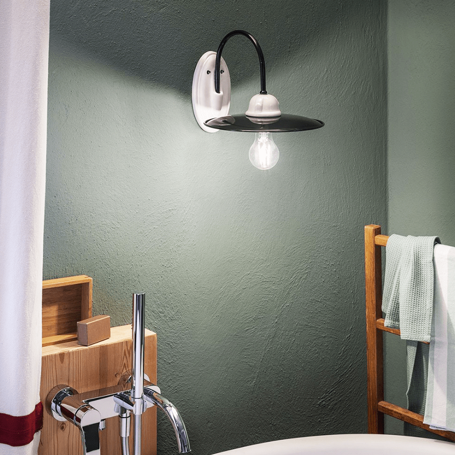 PORCELAIN BLACK & WHITE WALL SHADE - DYKE & DEAN