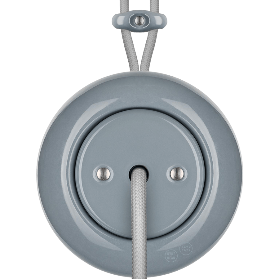 PORCELAIN KATY PATY COLONA ROUND SURFACE MOUNTED CABLE GLAND SOCKET ASH GREY - DYKE & DEAN