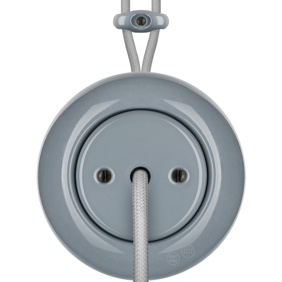 PORCELAIN KATY PATY COLONA ROUND SURFACE MOUNTED CABLE GLAND SOCKET ASH GREY - DYKE & DEAN