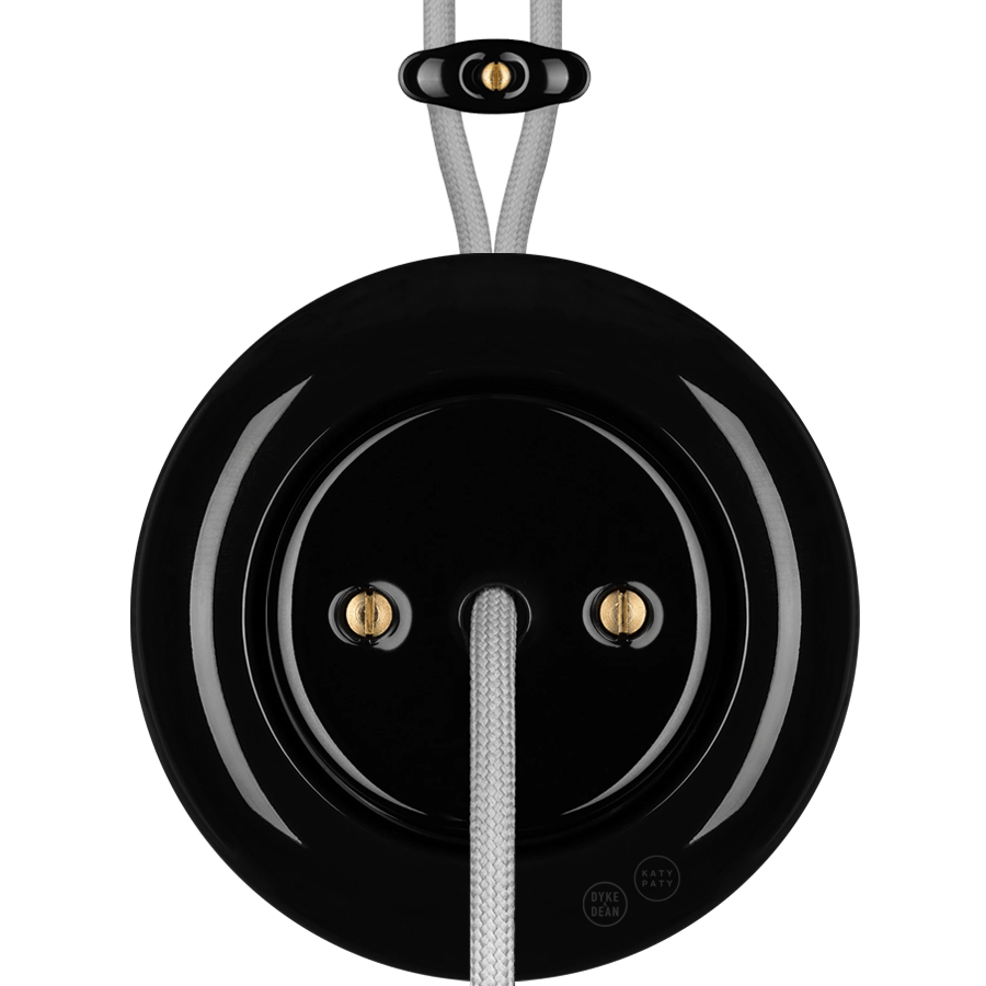 PORCELAIN KATY PATY COLONA ROUND SURFACE MOUNTED CABLE GLAND SOCKET BLACK - DYKE & DEAN