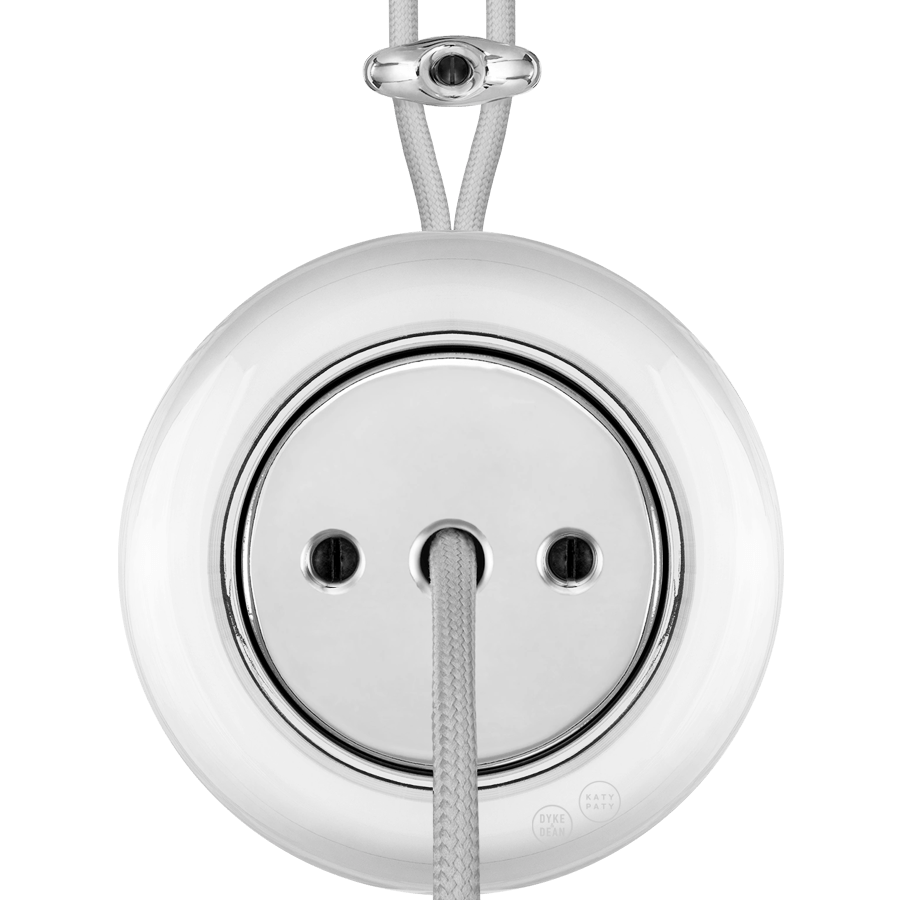 PORCELAIN KATY PATY COLONA ROUND SURFACE MOUNTED CABLE GLAND SOCKET CHROME - DYKE & DEAN