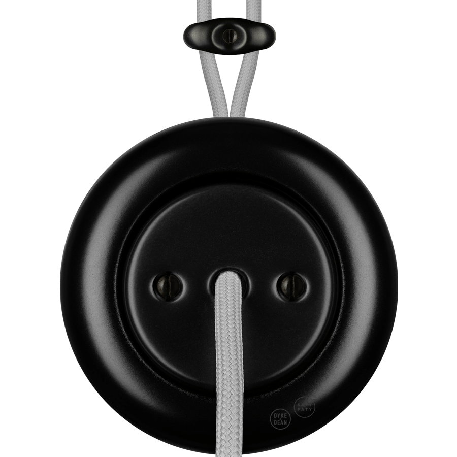 PORCELAIN KATY PATY COLONA ROUND SURFACE MOUNTED CABLE GLAND SOCKET MATTE BLACK - DYKE & DEAN