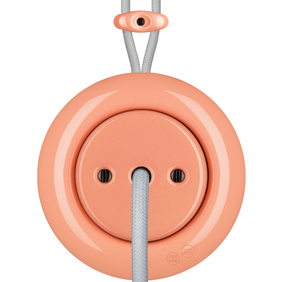 PORCELAIN KATY PATY COLONA ROUND SURFACE MOUNTED CABLE GLAND SOCKET SALMON PINK - DYKE & DEAN