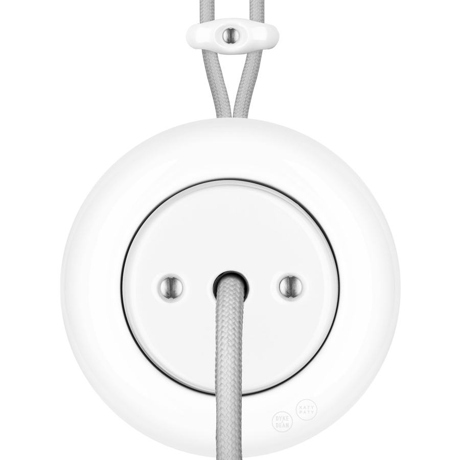 PORCELAIN KATY PATY COLONA ROUND SURFACE MOUNTED CABLE GLAND SOCKET WHITE - DYKE & DEAN