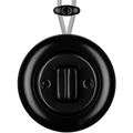 PORCELAIN KATY PATY COLONA ROUND SURFACE MOUNTED DOUBLE SLIM BUTTON SWITCH MATTE BLACK - DYKE & DEAN