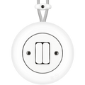 PORCELAIN KATY PATY COLONA ROUND SURFACE MOUNTED DOUBLE SLIM BUTTON SWITCH WHITE - DYKE & DEAN