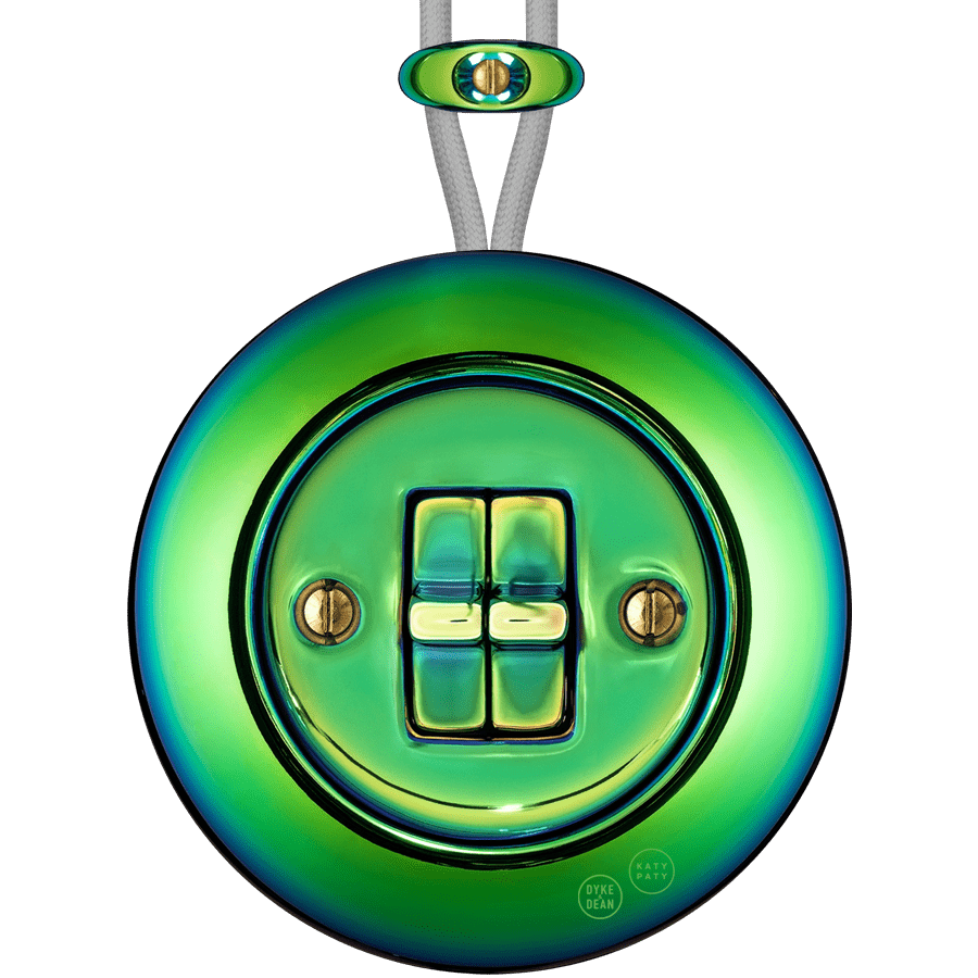 PORCELAIN KATY PATY COLONA ROUND SURFACE MOUNTED DOUBLE TOGGLE BUTTON SWITCH CHLOREDO - DYKE & DEAN