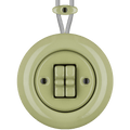 PORCELAIN KATY PATY COLONA ROUND SURFACE MOUNTED DOUBLE TOGGLE BUTTON SWITCH MOSS GREEN - DYKE & DEAN