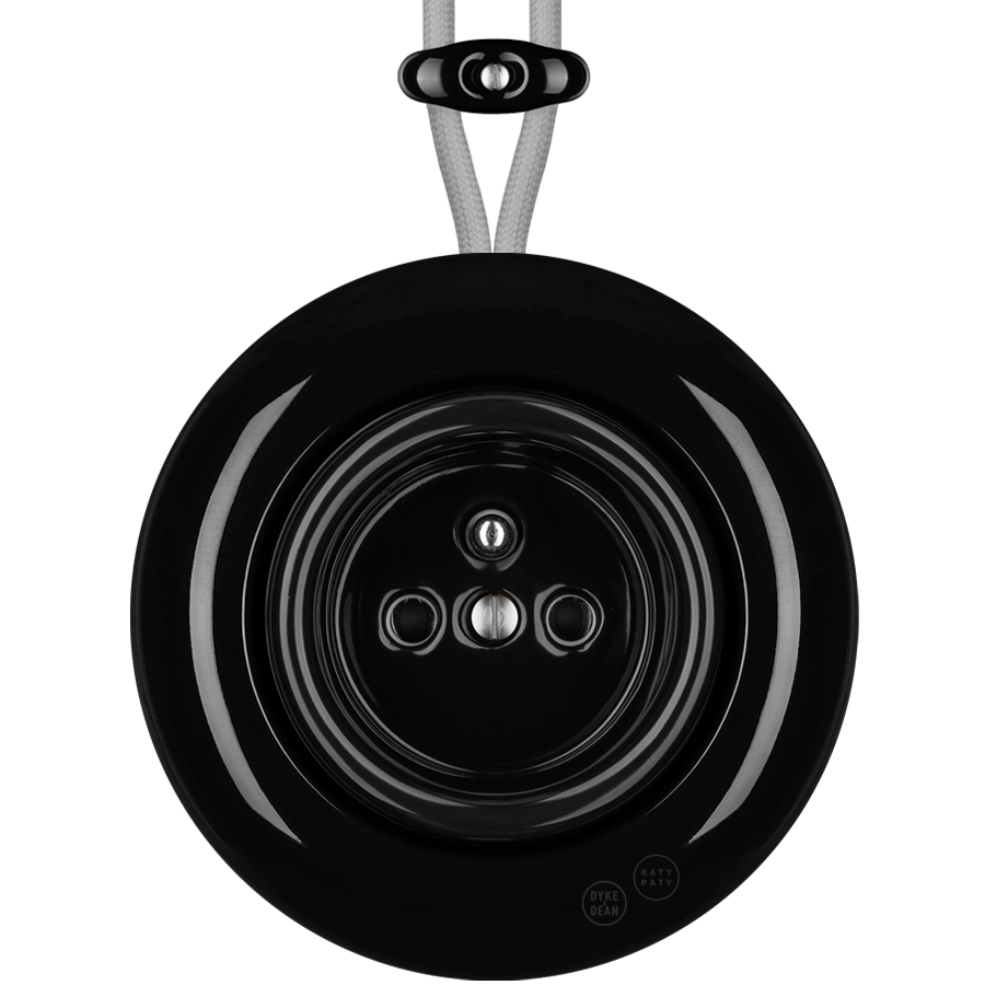 PORCELAIN KATY PATY COLONA ROUND SURFACE MOUNTED EURO SOCKET BLACK - DYKE & DEAN
