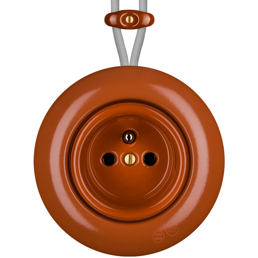 PORCELAIN KATY PATY COLONA ROUND SURFACE MOUNTED EURO SOCKET BRICK RED - DYKE & DEAN