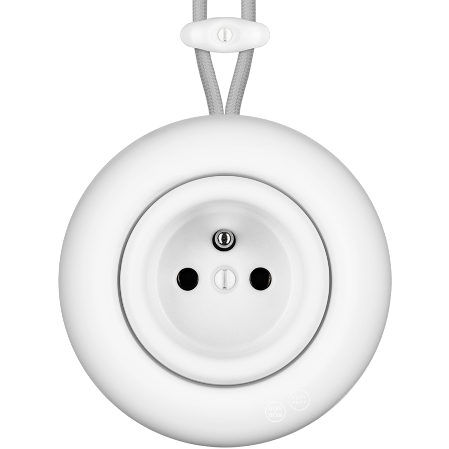 PORCELAIN KATY PATY COLONA ROUND SURFACE MOUNTED EURO SOCKET MATTE WHITE - DYKE & DEAN