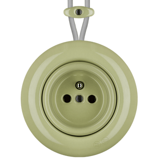 PORCELAIN KATY PATY COLONA ROUND SURFACE MOUNTED EURO SOCKET MOSS GREEN - DYKE & DEAN