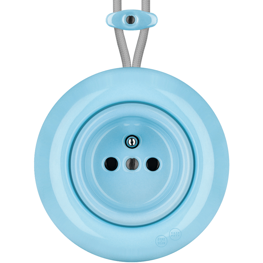 PORCELAIN KATY PATY COLONA ROUND SURFACE MOUNTED EURO SOCKET PASTEL BLUE - DYKE & DEAN