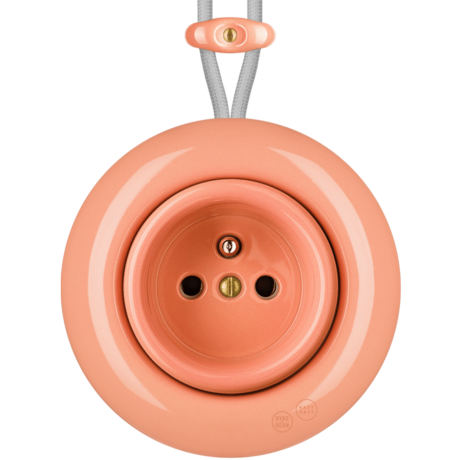 PORCELAIN KATY PATY COLONA ROUND SURFACE MOUNTED EURO SOCKET SALMON PINK - DYKE & DEAN